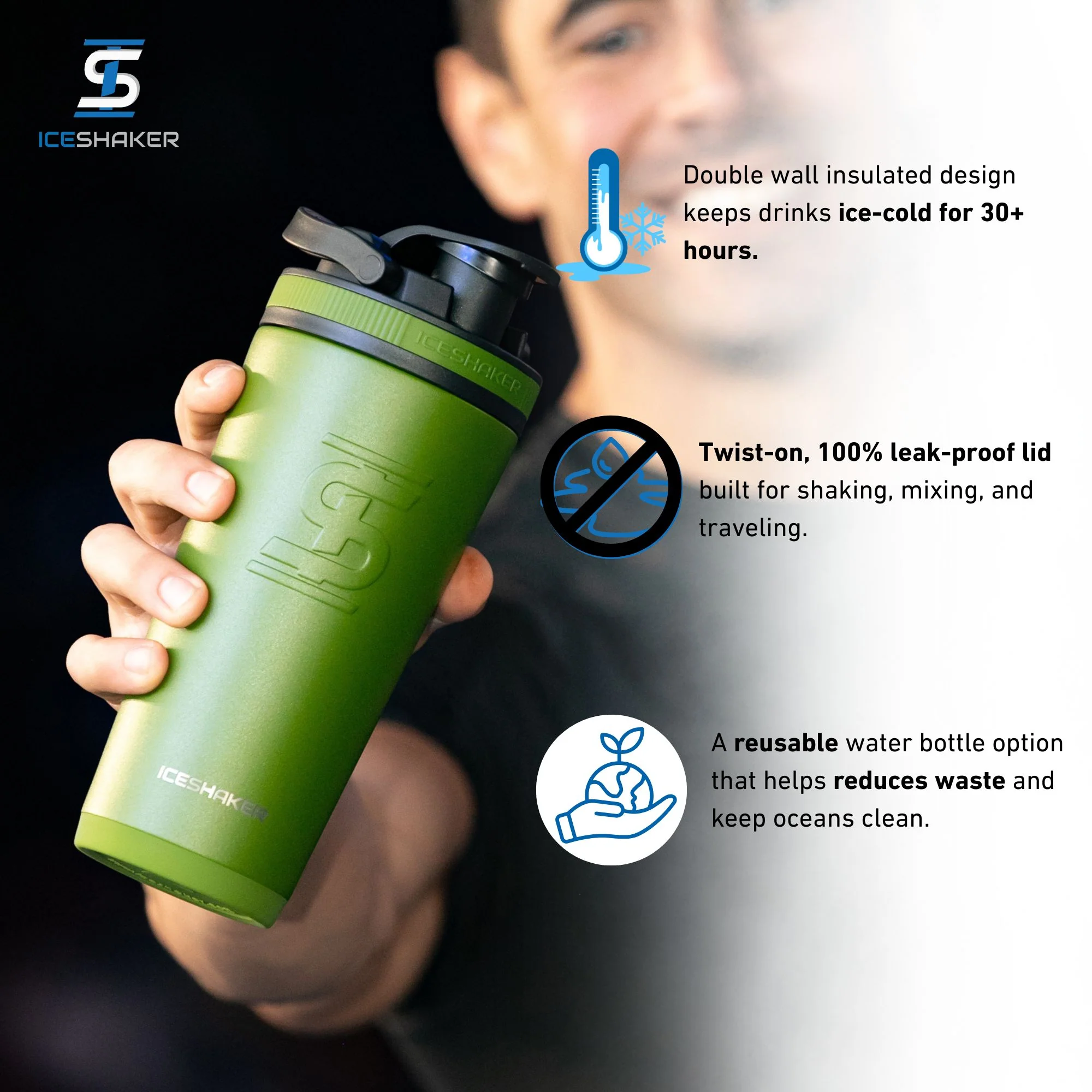 26oz Ice Shaker - Green - Image 3
